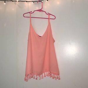 New Look Peach Sheer Top with Tassels Trim